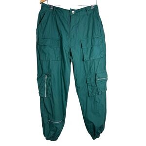 Rachel Paige Women's Green Size‎ Large Wide Leg Cargo Parachute Joggers Y2K
